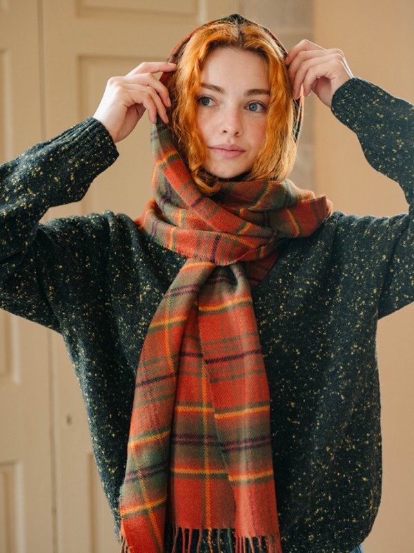Autumn Woodland Walk Tartan Shawl