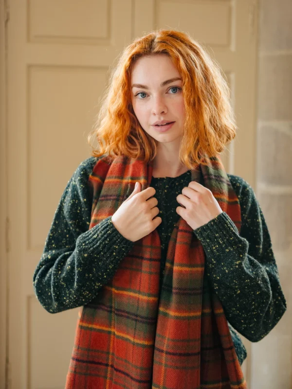 Autumn Woodland Walk Tartan Shawl - Image 3