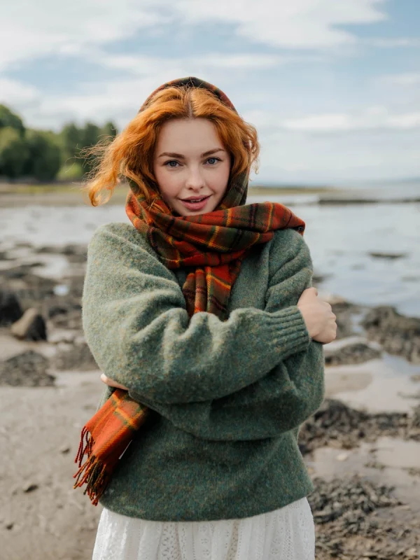 Autumn Woodland Walk Tartan Shawl - Image 7