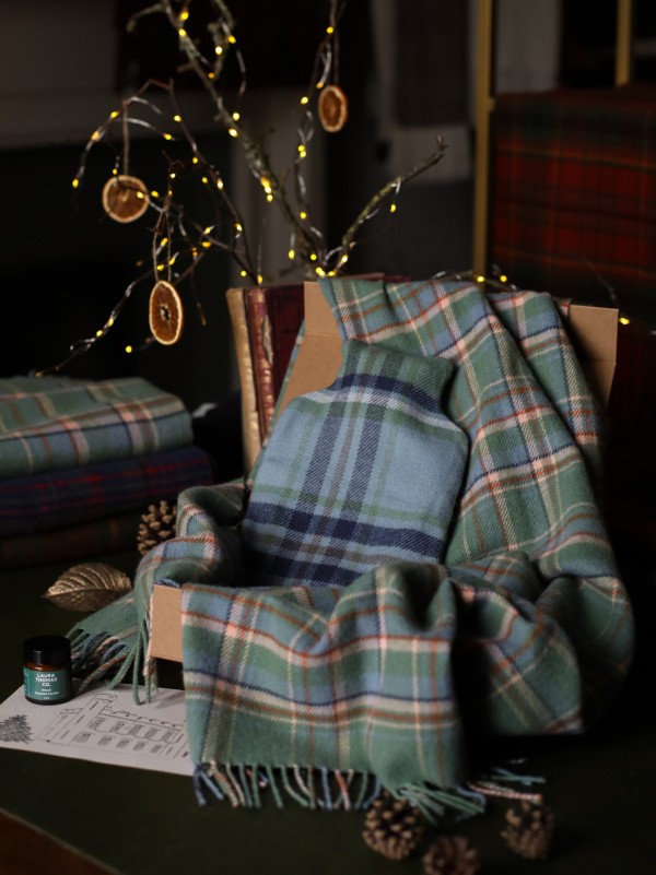 HERITAGE Tartan Shawl & Hot Water Bottle Gift Box