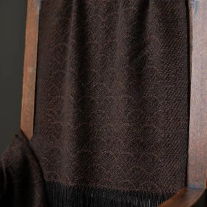 Handwoven Feather Wide Scarf - Dark Brown on Dark Brown