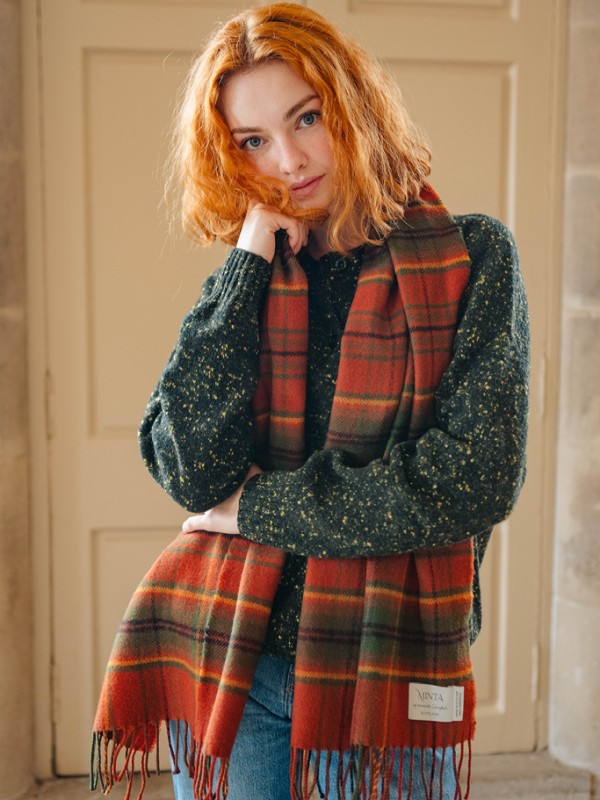 Autumn Woodland Walk Tartan Shawl - Image 2