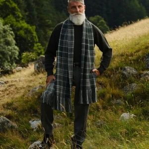 Handwoven Cairngorm Frost Tartan Wide Scarf