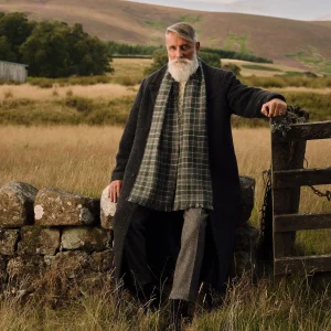 Handwoven Cairngorm Frost Tartan Narrow Scarf