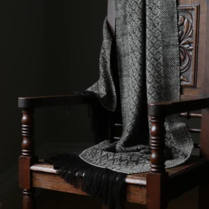 Handwoven Fallen Leaves Shawl - Cream on a Dark Brown Base