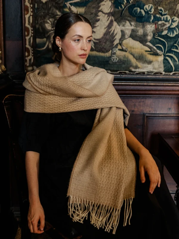 Caramel Rippling Barley Blanket Scarf - Image 6