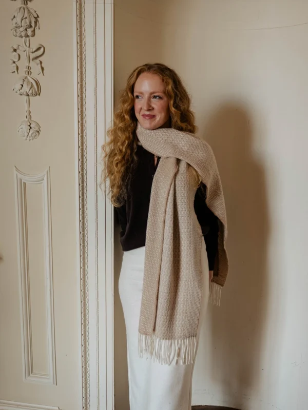 Caramel Rippling Barley Wide Scarf - Image 3