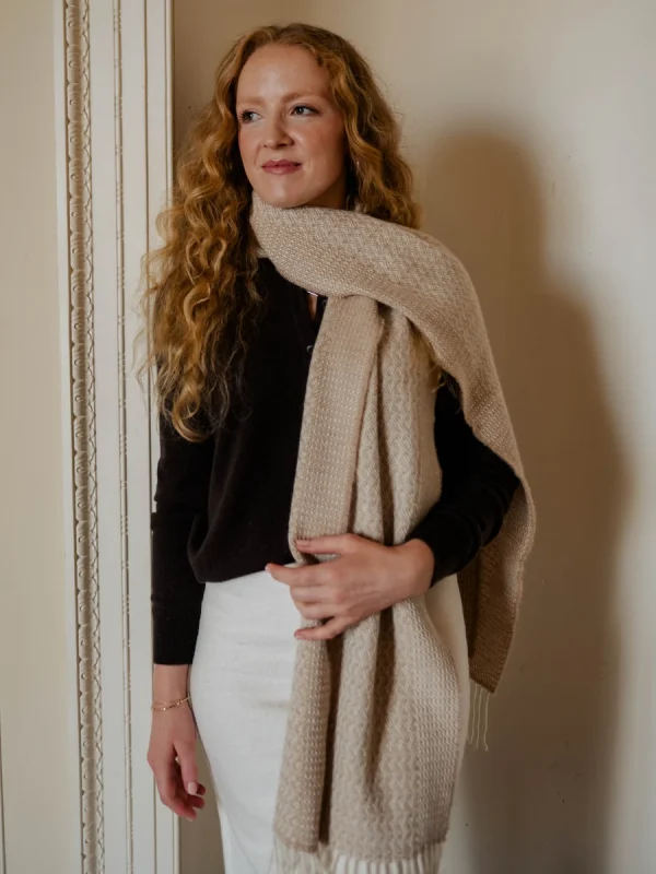 Caramel Rippling Barley Wide Scarf - Image 2