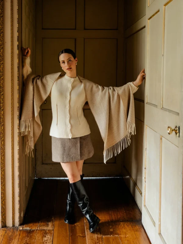 Caramel Harvest Grain Blanket Scarf - Image 9