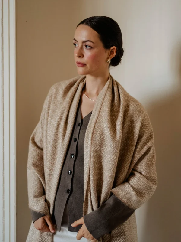 Caramel Harvest Grain Blanket Scarf - Image 8