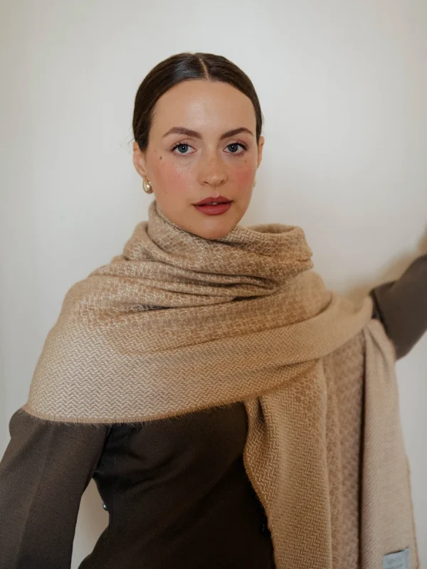 Caramel Harvest Grain Blanket Scarf - Image 7