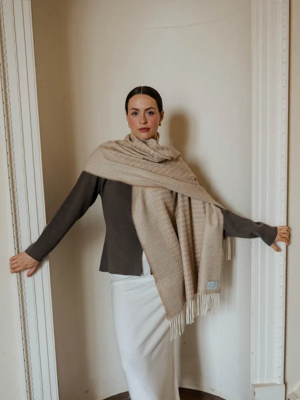 Caramel Harvest Grain Blanket Scarf - Image 6