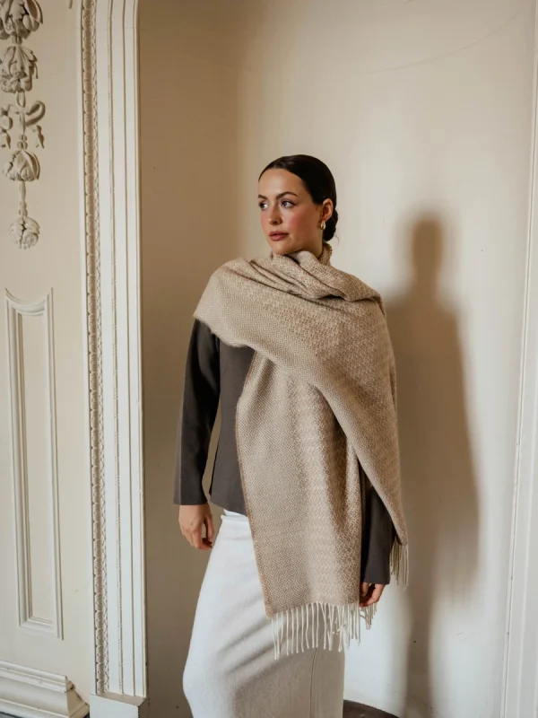 Caramel Harvest Grain Blanket Scarf - Image 4