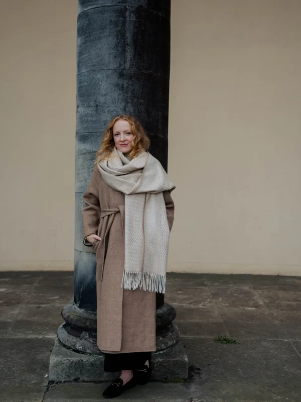 Caramel Harvest Grain Wide Scarf - Image 12