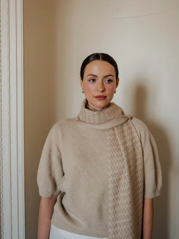 Caramel Harvest Grain Wide Scarf - Image 8