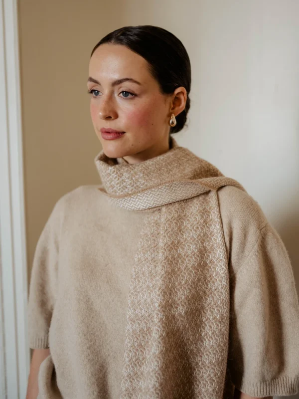 Caramel Harvest Grain Wide Scarf - Image 9