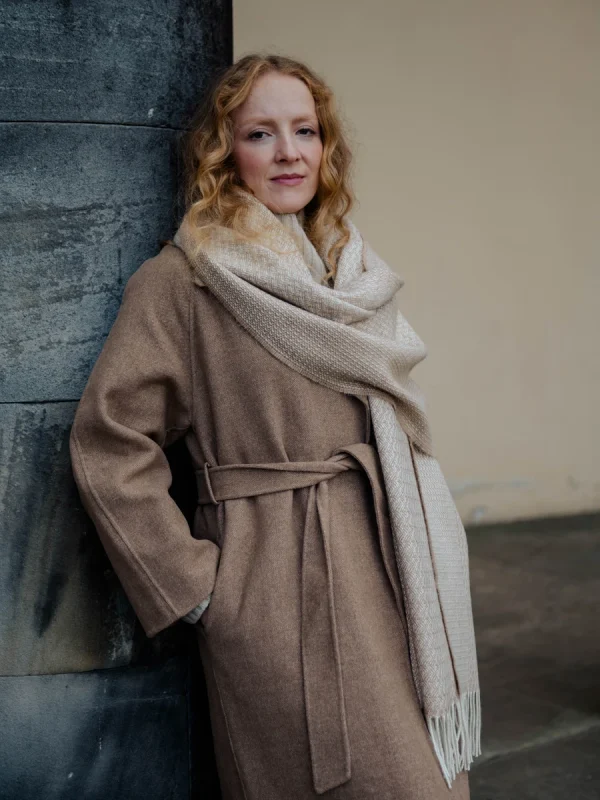 Caramel Harvest Grain Wide Scarf - Image 11