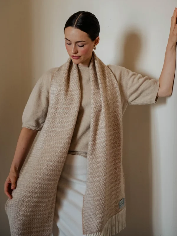Caramel Harvest Grain Wide Scarf - Image 3