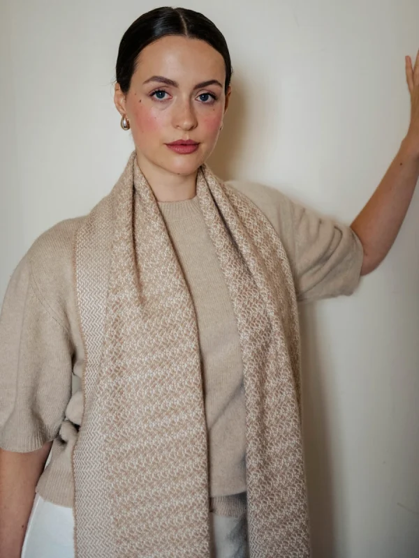 Caramel Harvest Grain Wide Scarf - Image 5