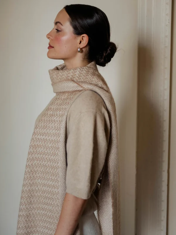 Caramel Harvest Grain Wide Scarf - Image 6
