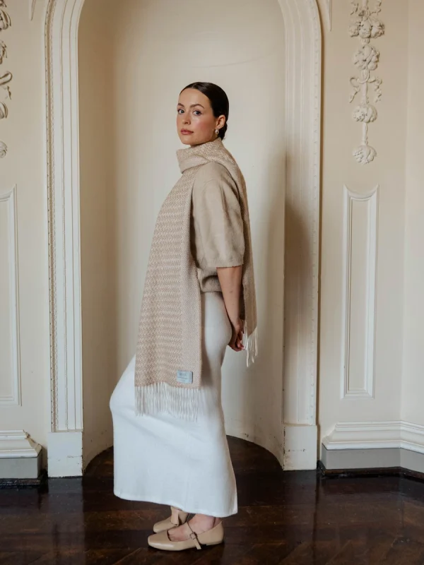 Caramel Harvest Grain Wide Scarf - Image 7