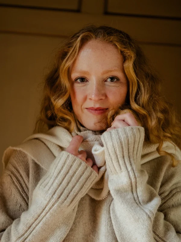 White Harvest Grain Wide Scarf - Image 9