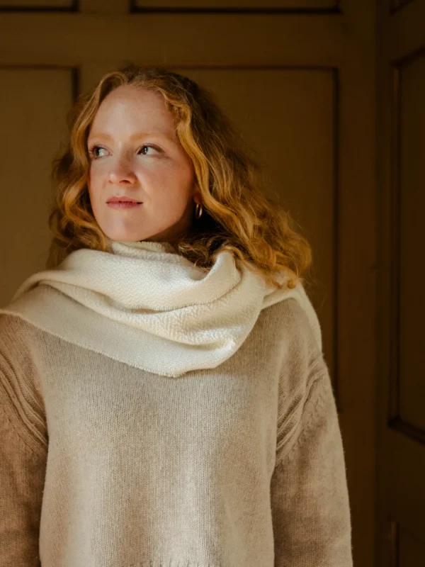 White Harvest Grain Wide Scarf - Image 8