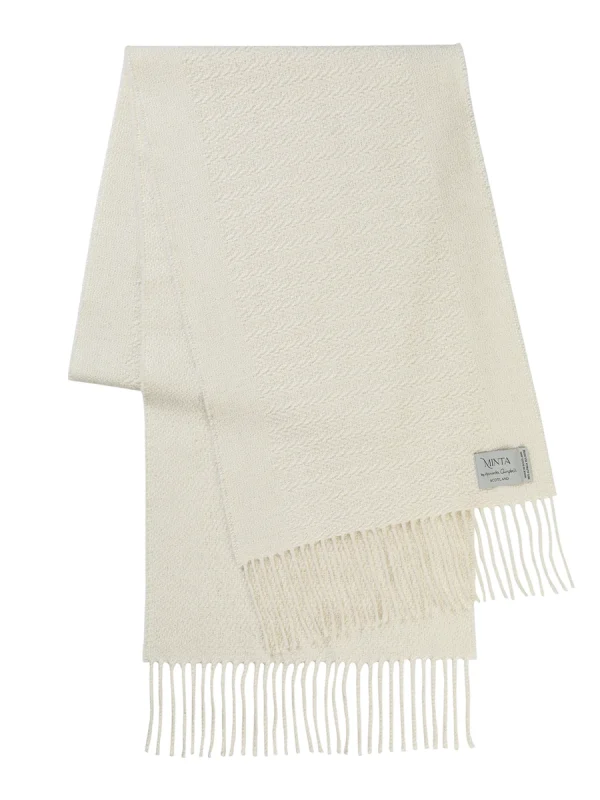 White Harvest Grain Wide Scarf - Image 11