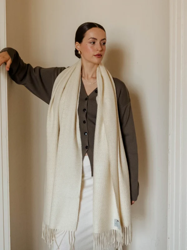 White Harvest Grain Wide Scarf - Image 2