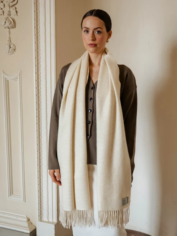 White Harvest Grain Wide Scarf - Image 3