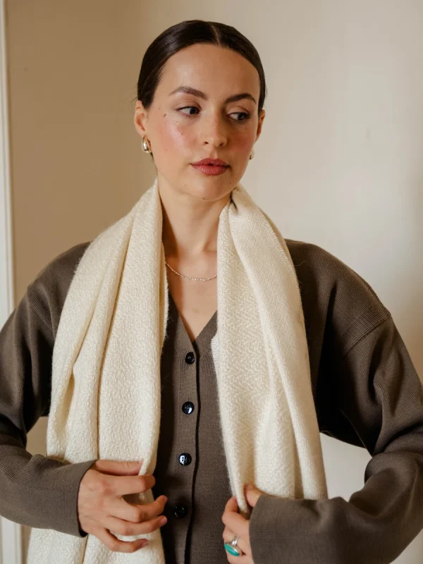 White Harvest Grain Wide Scarf - Image 6