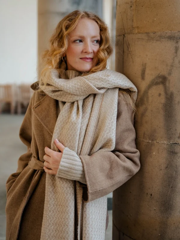 Caramel Rippling Barley Wide Scarf - Image 10