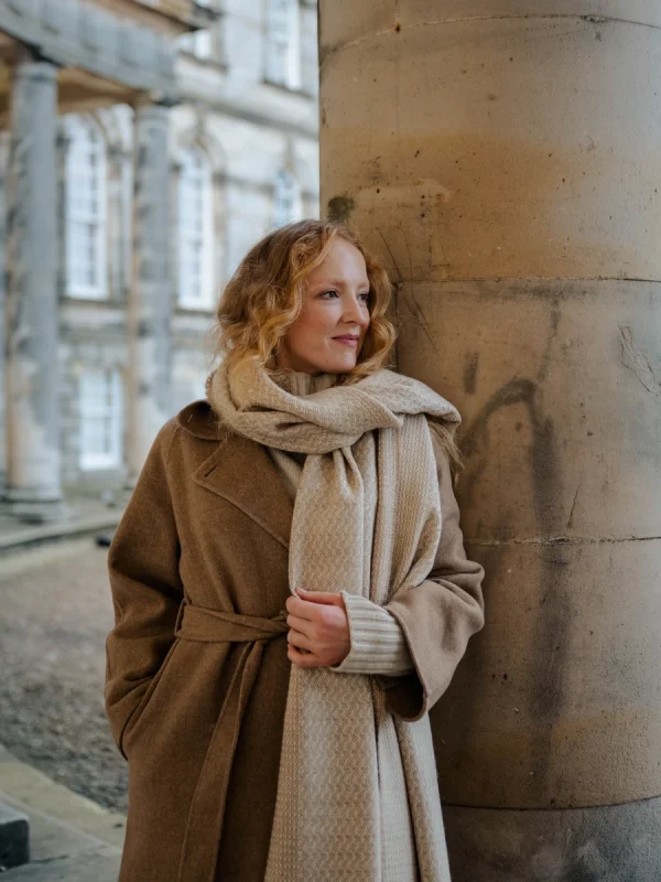 Caramel Rippling Barley Wide Scarf