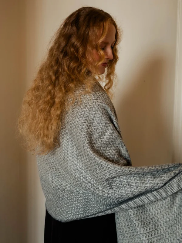 Grey Rippling Barley Blanket Scarf - Image 2