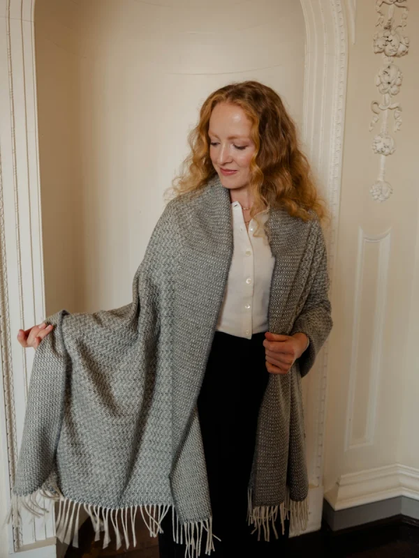 Grey Rippling Barley Blanket Scarf - Image 4