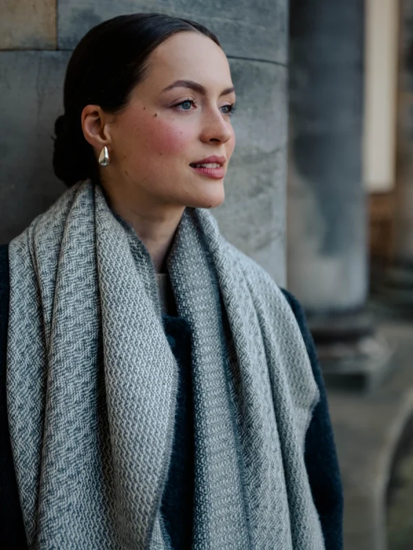 Grey Rippling Barley Wide Scarf - Image 7