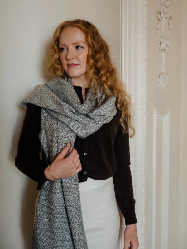 Grey Rippling Barley Wide Scarf - Image 2