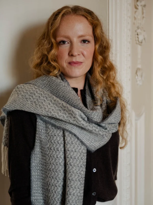 Grey Rippling Barley Wide Scarf - Image 3