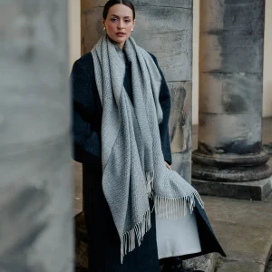 Grey Rippling Barley Wide Scarf