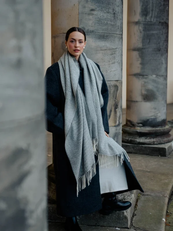Grey Rippling Barley Wide Scarf