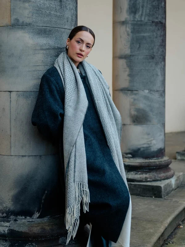 Grey Rippling Barley Wide Scarf - Image 9