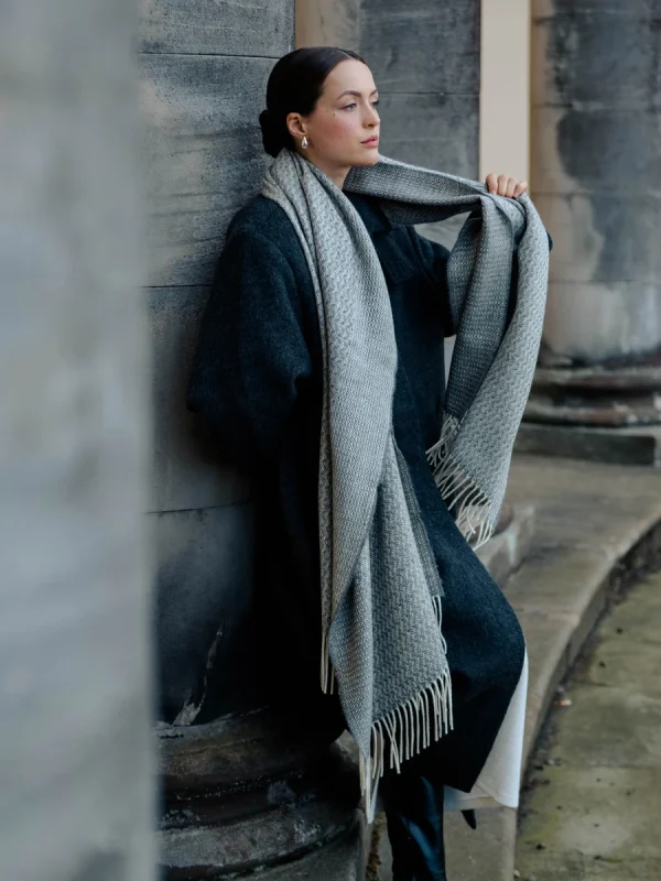 Grey Rippling Barley Wide Scarf - Image 10