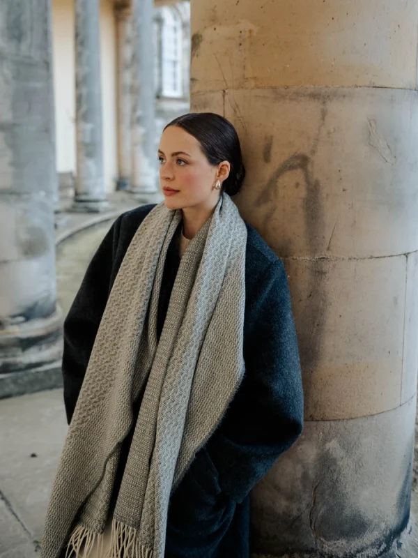 Grey Rippling Barley Wide Scarf - Image 11