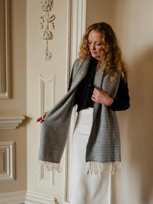 Grey Rippling Barley Wide Scarf - Image 5