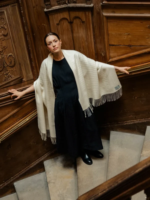 White Harvest Grain Blanket Scarf - Image 2