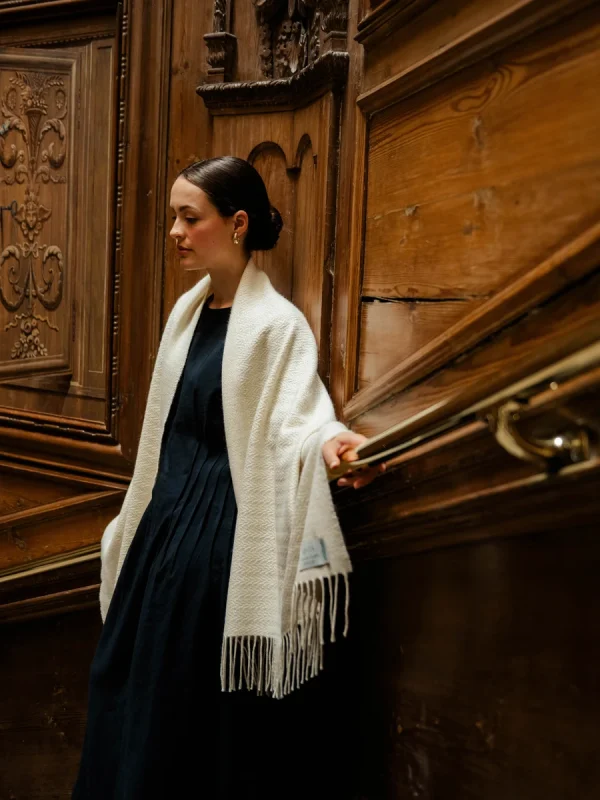 White Harvest Grain Blanket Scarf - Image 3