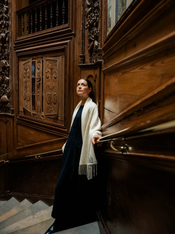 White Harvest Grain Blanket Scarf - Image 4