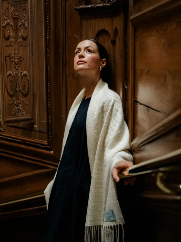 White Harvest Grain Blanket Scarf - Image 5