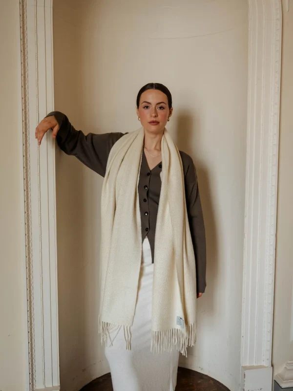 White Harvest Grain Blanket Scarf - Image 8