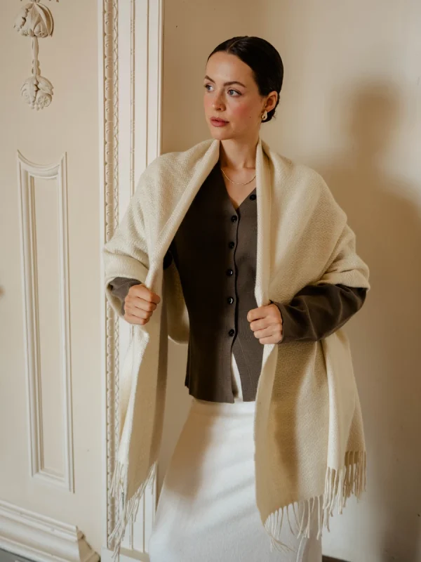 White Harvest Grain Blanket Scarf - Image 12